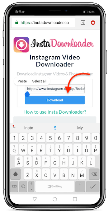 download instagram video android step 3